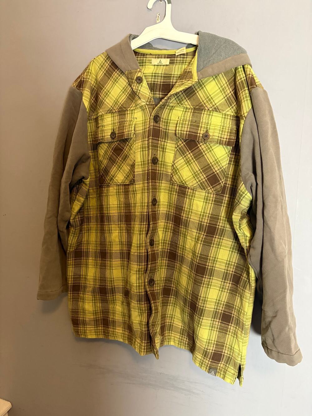 Ascend Yellow Brown Plaid Flannel Shirt Men’s 2XL